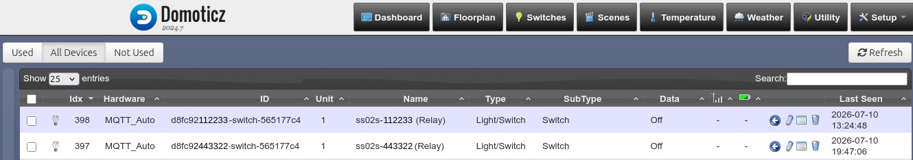 Auto discovered devices in Domoticz