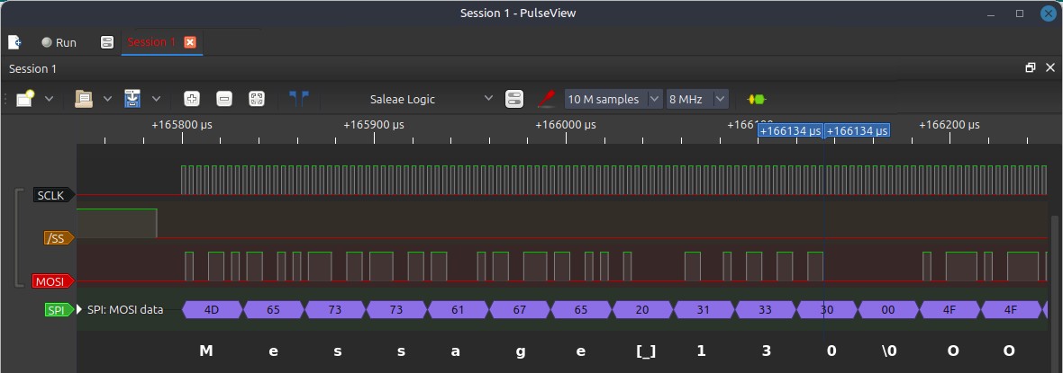 PulseView screen capture of one message
