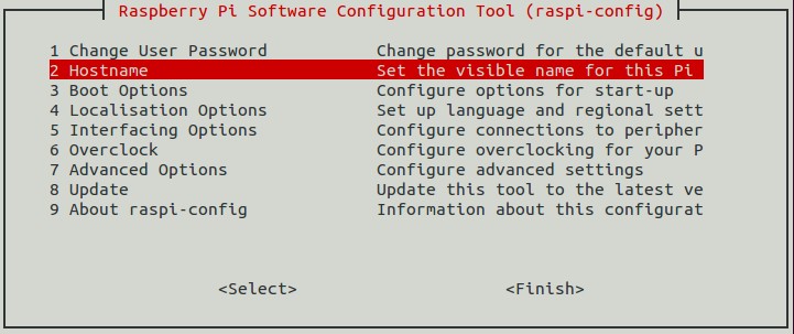 main menu - Hostname