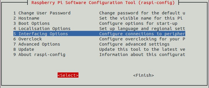 Main menu - Interfacing Options