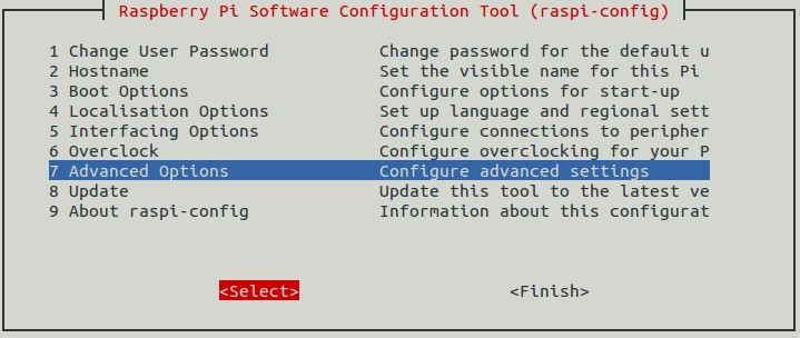Main menu - Advanced Options