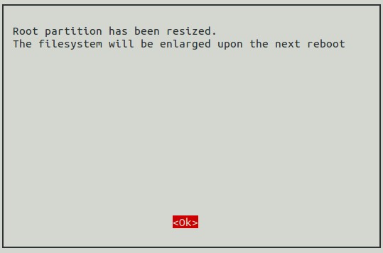 Advanced Options - End of Expand Filesystem