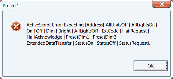 syntax error message